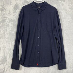 UNTUCKit‎ Luxe Tee BD Button Up Shirt Men's XL Blue Knit Long Sleeve Collared